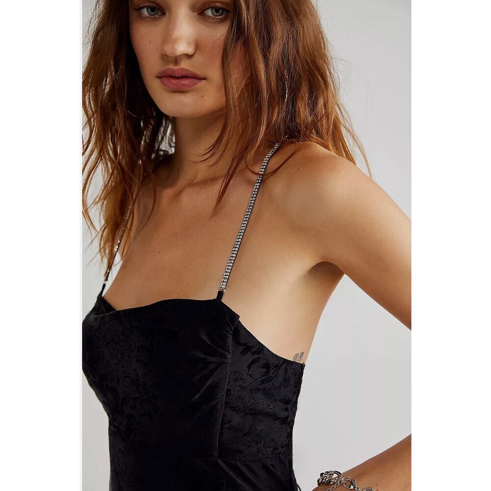 For Love & Lemons Dress Womens Medium Black Gabrielle Mini Slip Whimsygoth Y2K - Picture 3 of 14